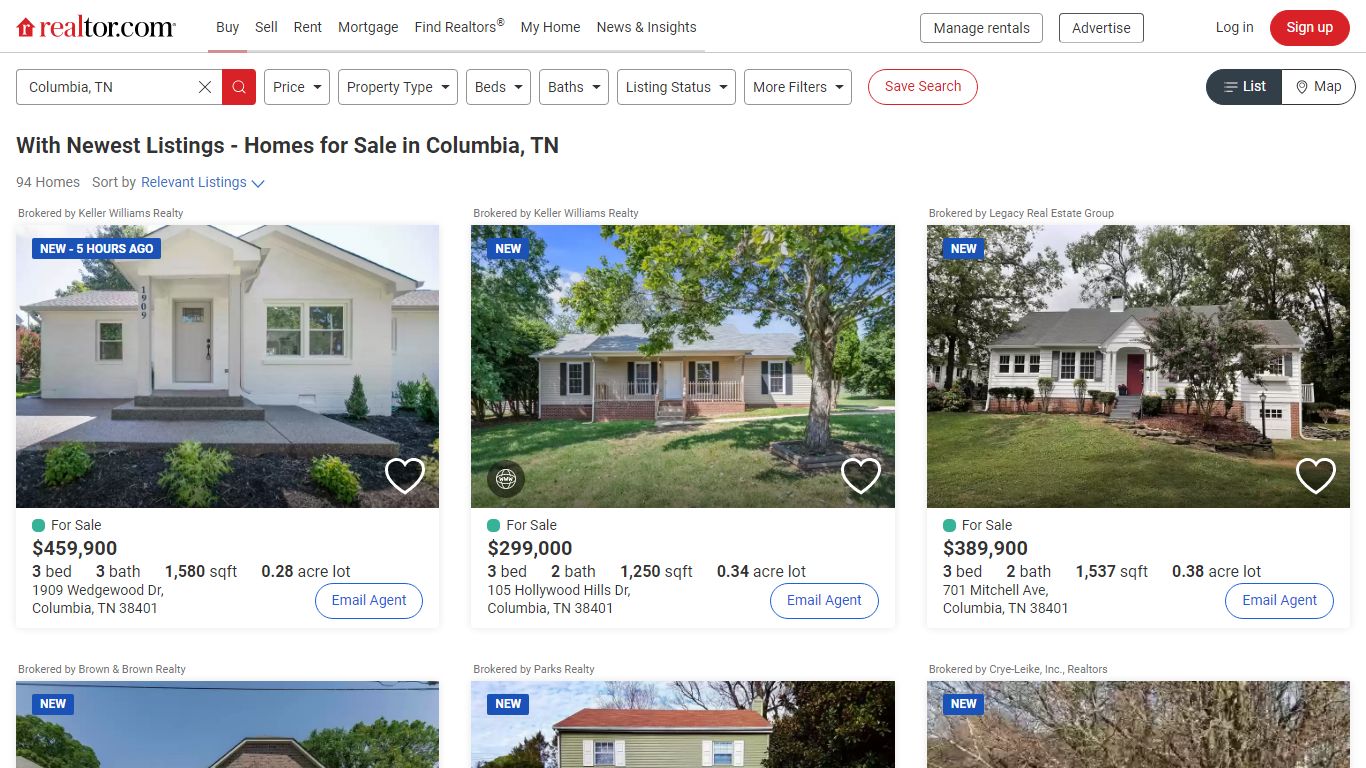 With Newest Listings - Homes for Sale in Columbia, TN